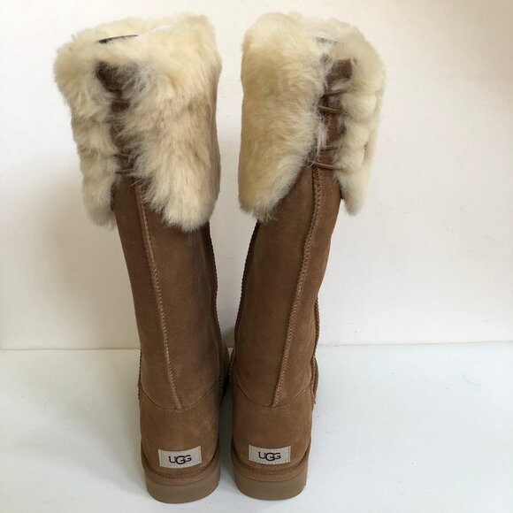 UGG BAILEY OVER THE KNEE CHESTNUT WATER RESISTANT SHEARLING BOOTS US 8 - Picture 4 of 5